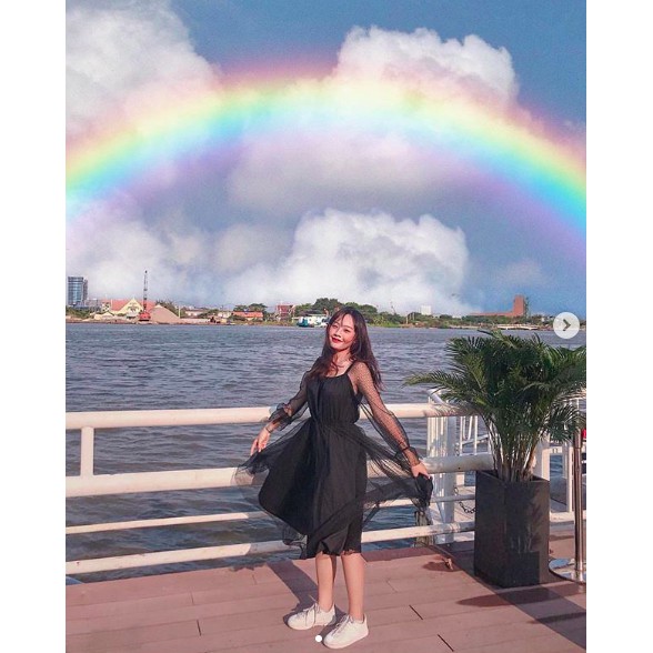 VÁY ĐI CHƠI CHẤM BI - LANA DRESS - VÁY TAY CHUN REN NHỆN ĐEN | BigBuy360 - bigbuy360.vn