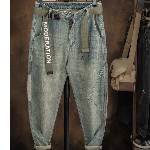 Quần jean nam màu nâu Kuu Clothes ống rộng chất Cotton vải bỏ dày dặn co dãn thấm hút mồ hôi tốt - Quần Jean T1