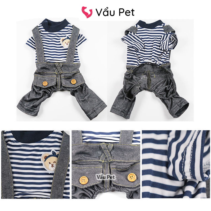 Áo cho chó mèo Bộ Yếm Bò Sọc - Quần áo cho chó poodle, con, lớn, mèo, thú cưng Vẩu Pet Shop