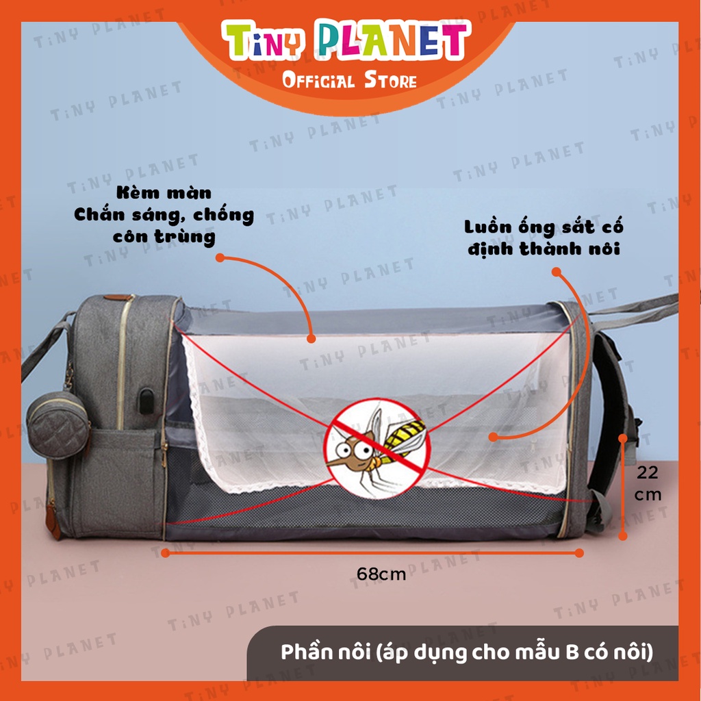 Balo bỉm sữa kèm nôi di động cao cấp cho bé Tiny Planet