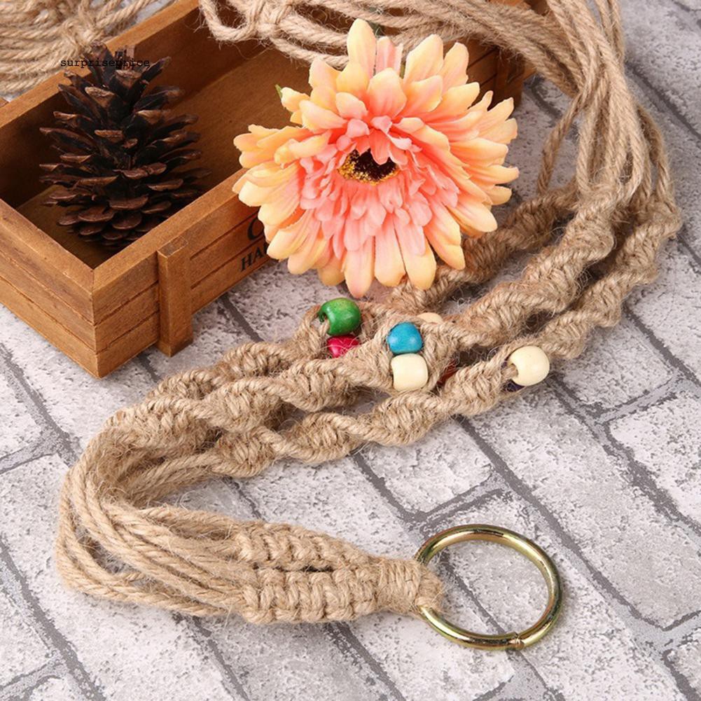 Dây gai dàu phối hạt treo chậu hoa trang trí nhà dễ thương