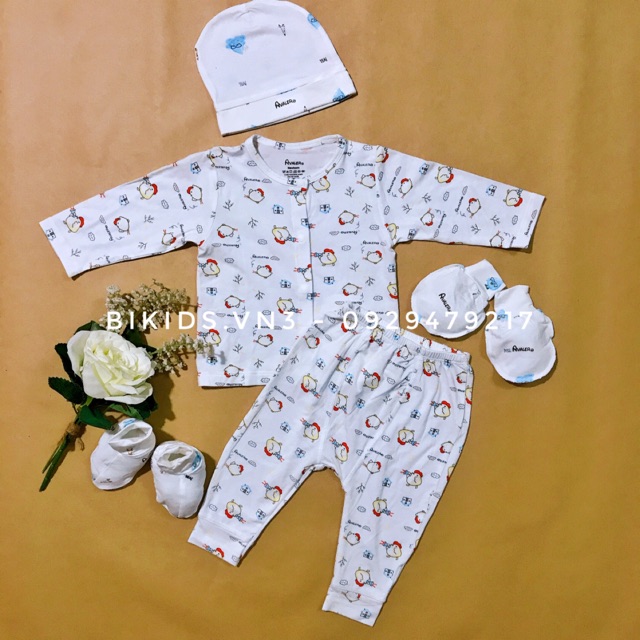 Set quần áo ss cài thẳng sợi tre Avaler (kèm mũ, bao tay chân)