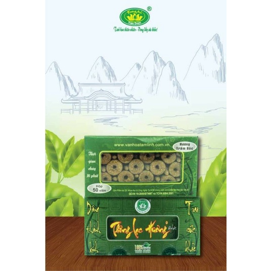 Nhang thảo dược - Nụ trầm Bắc cháy 30 phút : THÔNG LẠC HƯƠNG - Hộp 50 viên - Nhang Nụ Sạch Hương Trầm Bắc