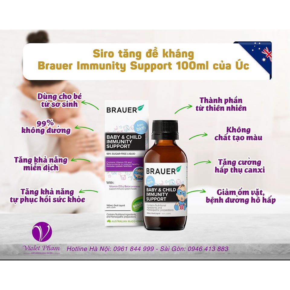 Siro Tăng Đề Kháng Brauer Immunity 100ml - Xuất xứ Úc