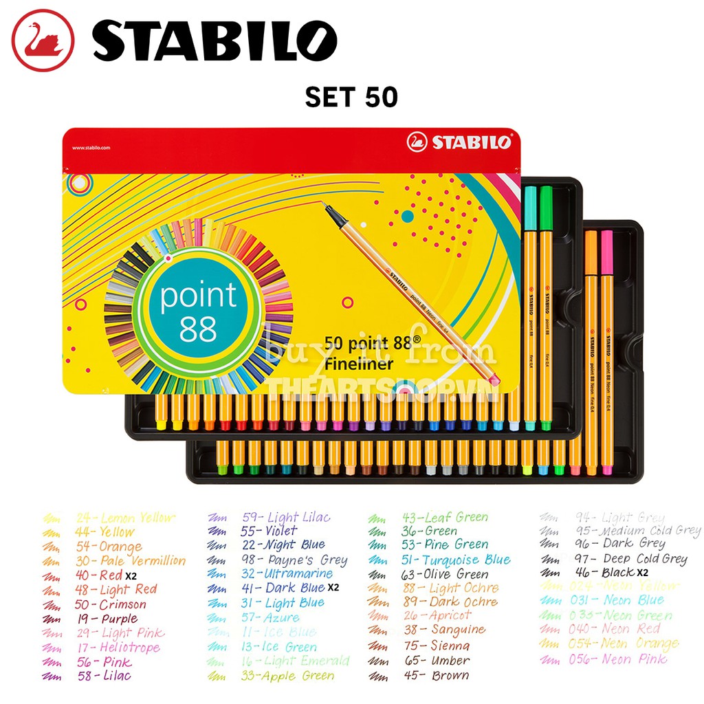 Bộ Bút Line STABILO - STABILO Point 88 Fineliner Marker Pen Set 50