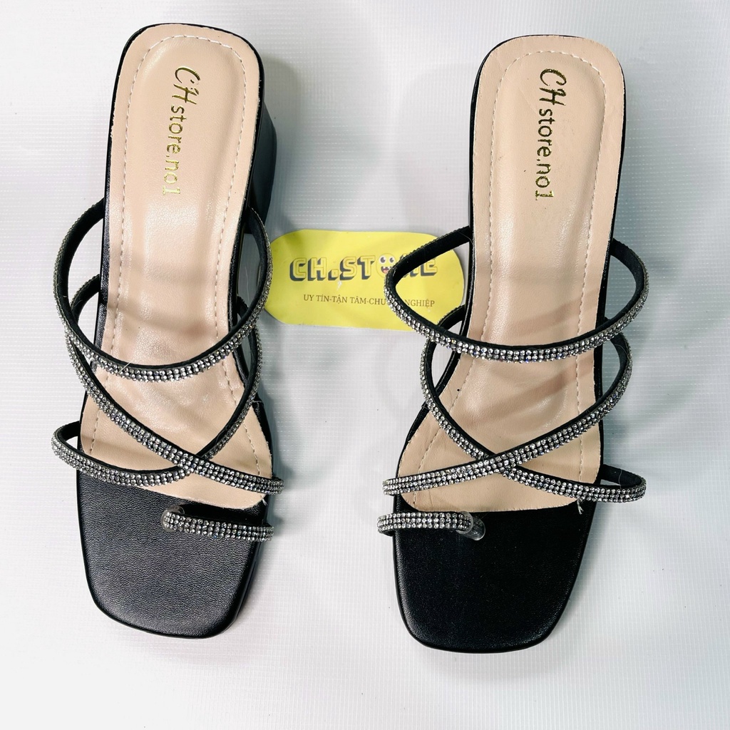 Giày cao gót xỏ ngón, dép nữ quai mảnh dây xoàn 5p cd50