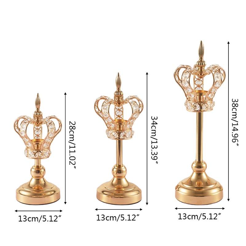 Giá Đỡ Đèn Cầy Bằng Sắt Mạ Hình Vương Miện Độc Đáo Trang Trí Nhà Cửa