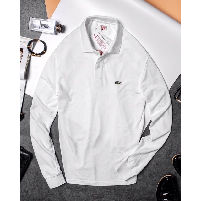 Áo thun nam cổ bẻ dài tay Lacoste cao cấp MD012#, Áo thun dài tay nam, Áo dài tay có cổ New !