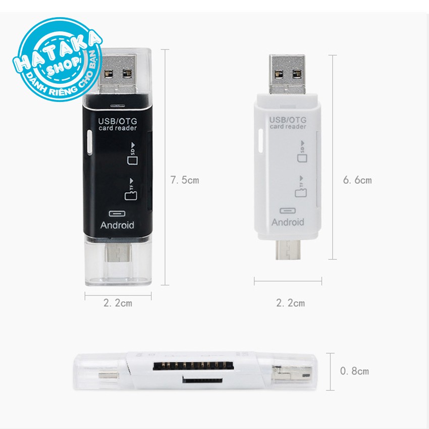 [Mã 2404EL10K giảm 10K đơn 20K] Đầu đọc thẻ nhớ đa năng, TYPE-C, micro USB, USB2.0 kết nối thẻ TF và SD