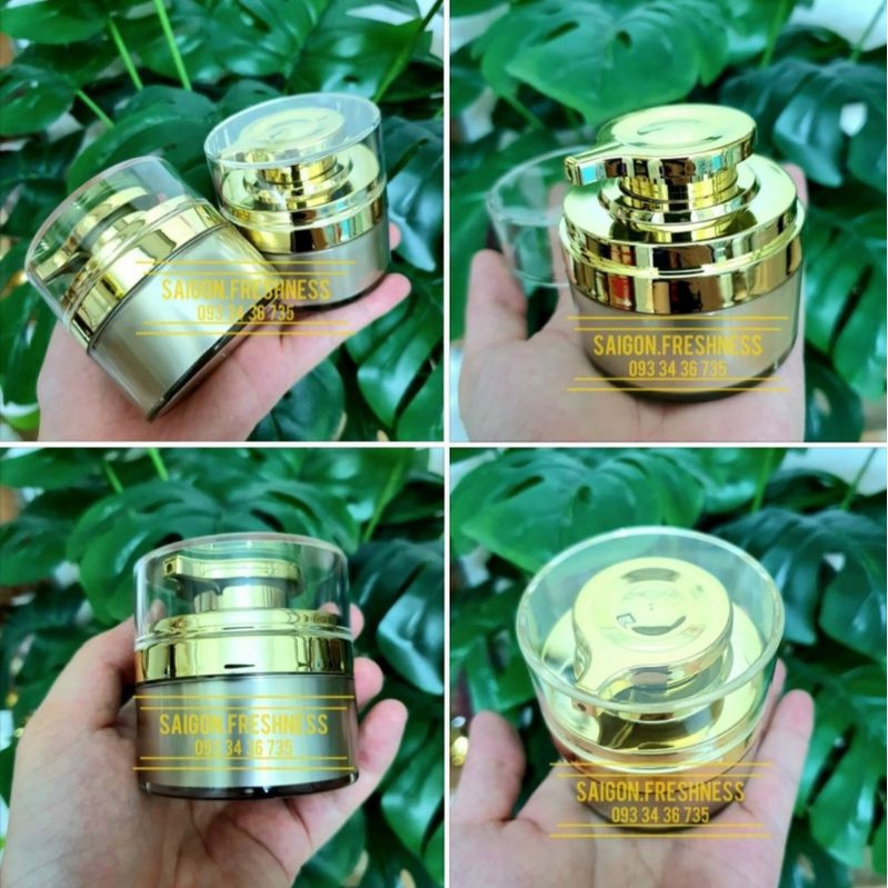 Hủ nhấn chân không xi vàng 30g - Chai lọ sang trọng, chiết mỹ phẩm xịn