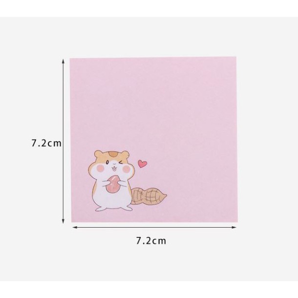 Giấy ghi chú, giấy note kích thước 7.2x7.2cm chuột hamster, gấu trắng xinh xắn, đáng yêu