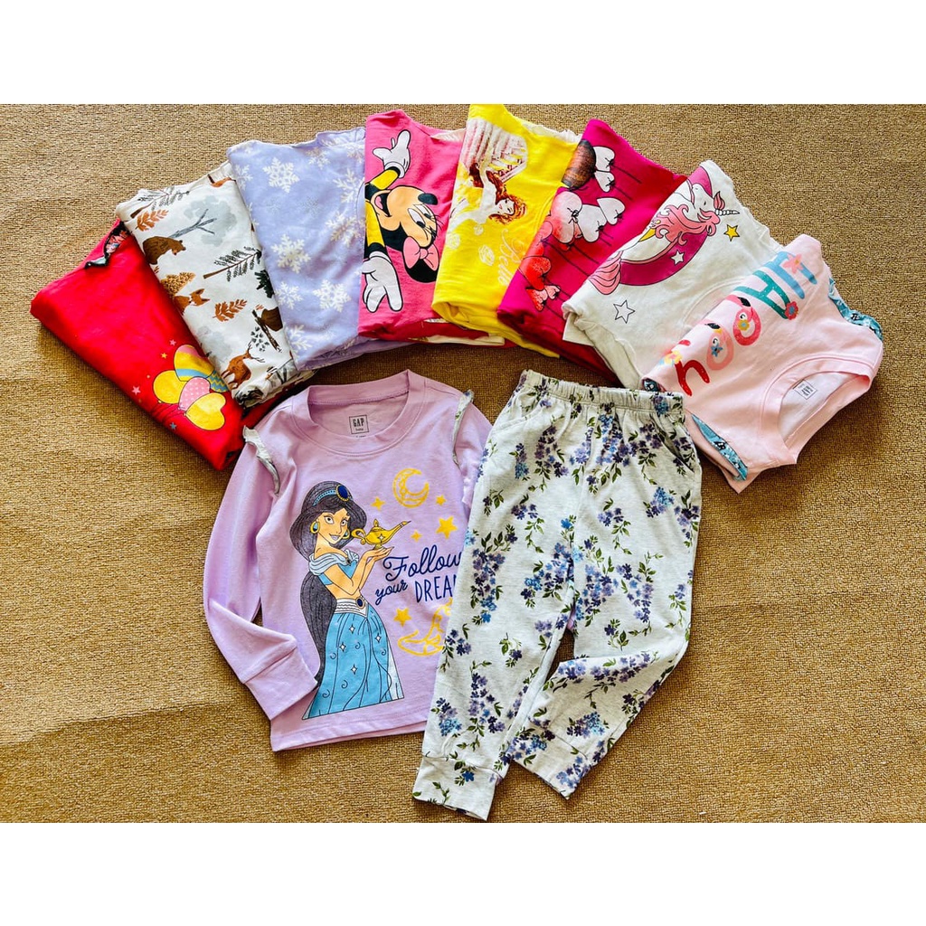 Bộ cotton bé gái Gap dài tay siêu xinh