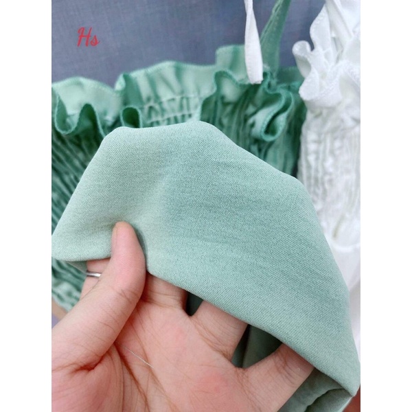V001 Váy hai dây thắt nơ chun ngực viền bèo Ulzzang dáng xòe xinh xắn đầm voan mềm  Hàn Quốc cá tính phong cách