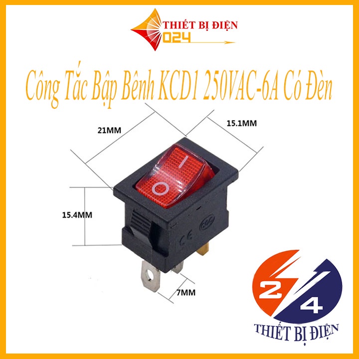 Công Tắc Bập Bênh KCD1 250VAC-6A Có Đèn