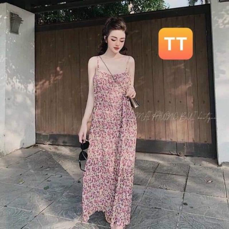 Đầm hoa nhí dập ly 2 dây