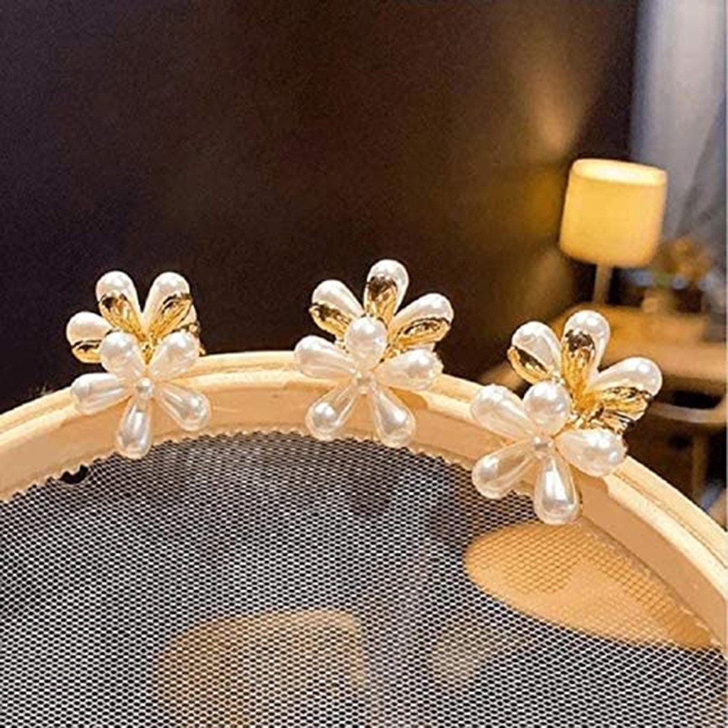 Kẹp tóc thiết kế hình hoa bằng ngọc trai nhân tạo thời trang phong cách retro