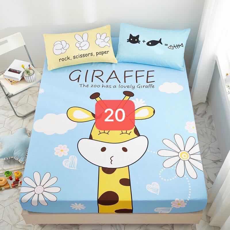 Set ga gối, bộ 4 món cotton 3D [Mát, mềm] cho bé, chất liệu cotton 100% mềm mịn, bo chun theo cỡ đệm