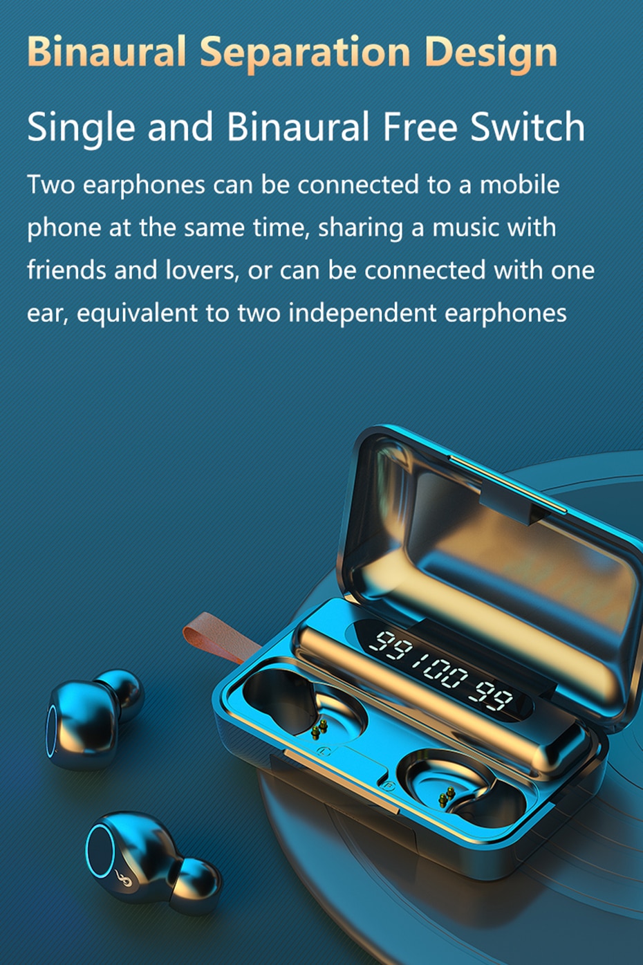 Tai Nghe Bluetooth 9d F9-30 Chống Ồn Với Màn Hình Hiển Thị Kỹ Thuật Số 2000mah
