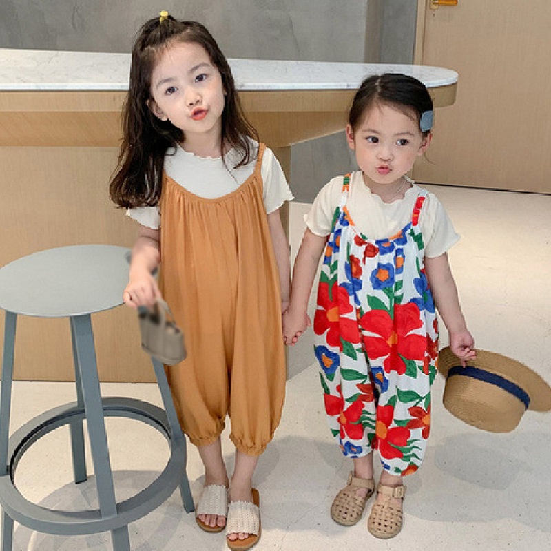 Bộ áo liền quần in hoa kiểu Hàn Quốc thời trang mùa hè dành cho bé gái