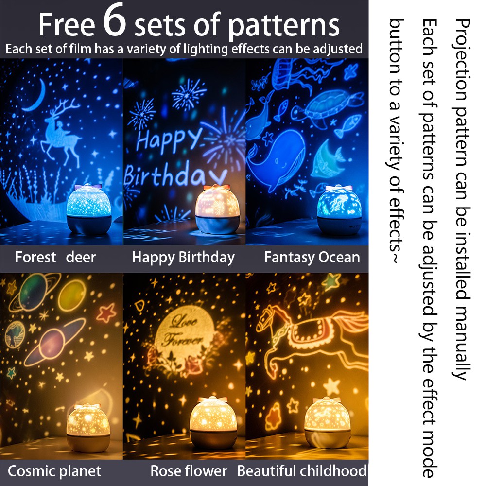 Máy Chiếu Đèn Led Xoay Được Có Nhạc Hình Khu Rừng Sao Biển Lãng Mạn Làm Quà Tặng Cho Bé