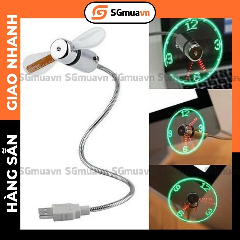 Quạt USB chạy Hình Đồng hồ chữ I LOVE YOU, NICE DAY, Hình Tim, Hình pet