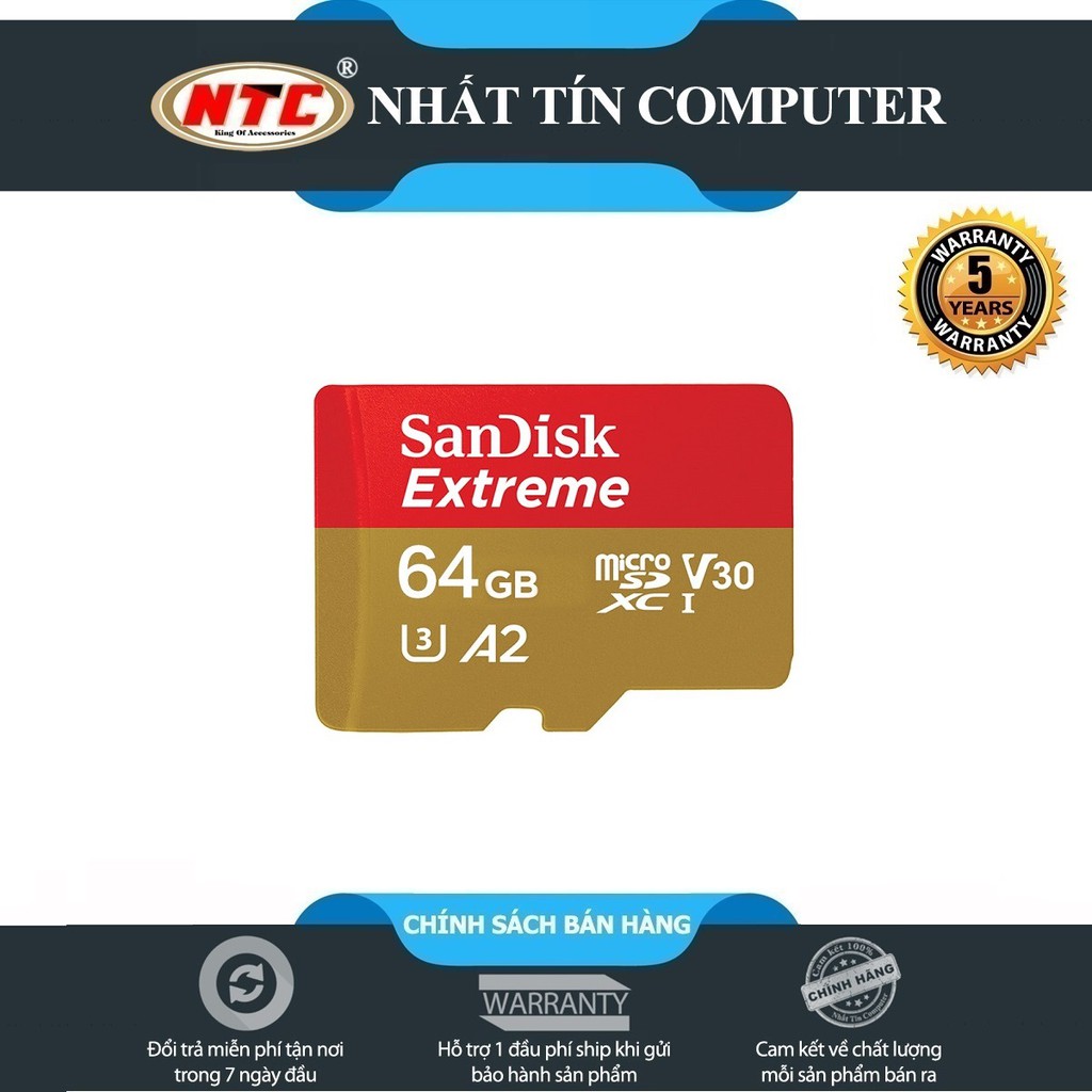 Thẻ Nhớ MicroSDXC SanDisk Extreme 64GB V30 U3 4K A2 R170MB/s W80MB/s (Vàng)