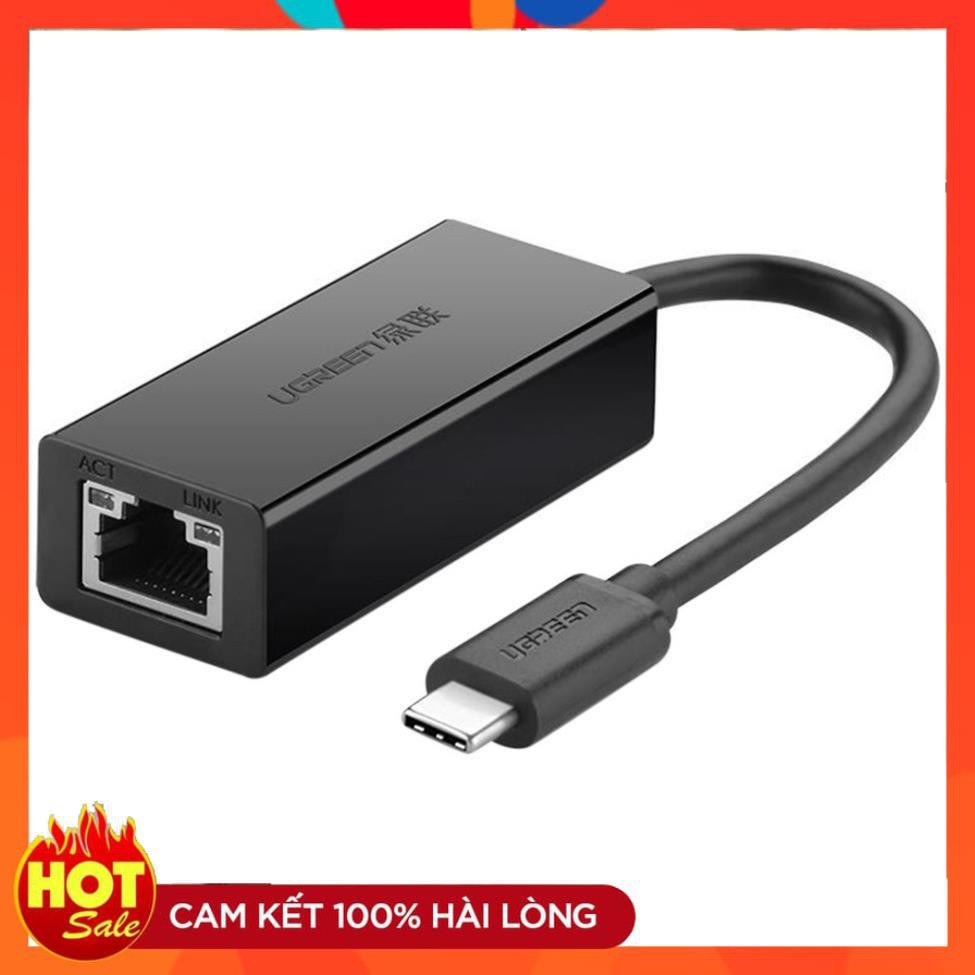 [Chính Hãng] Bộ chuyển đổi USB Type C sang LAN 10/100 Mbps Ethernet UGREEN 30287 (màu đen)