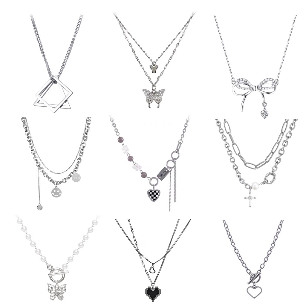 Vòng cổ nữ mặt hình bướm set dây chuyền nữ  hoa tai Hàn Quốc 50 mẫu hot trend