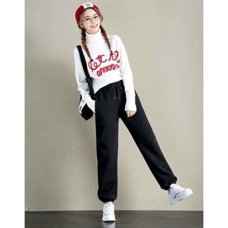 Quần thể thao nữ lót lông FREESHIPquần joggers nỉ nữ phong cách thể thao dễ phối đồ hàng Quảng Châu