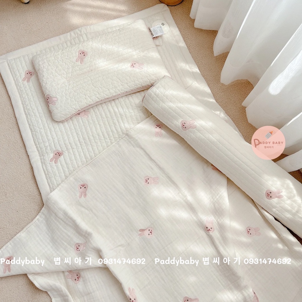 Thảm Đệm Nằm Chezbebe Hàn Quốc Thêu Quilting Gấu Shagomi chính hãng cho bé - made in Korea