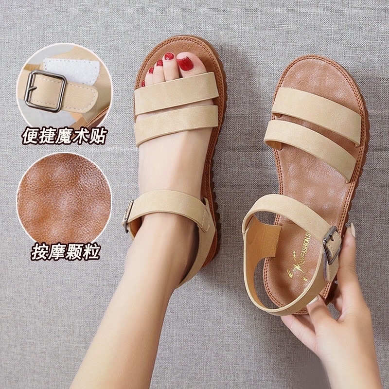 [100%HÀNG CHUẨN] Sandal nữ Quảng châu cao cấp đế bằng có gân mềm dẻo chắc chắn sang chảnh siêu đẹp chống trơn trượt