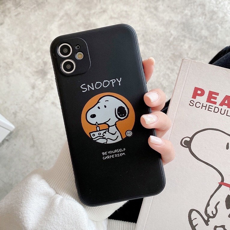 Ốp Lưng Iphone Cạnh Vuông, Bảo Vệ Camera SNOOPY 7Plus,8Plus,x,xs,xsmax,11,11promax,12,12promax,13,13promax