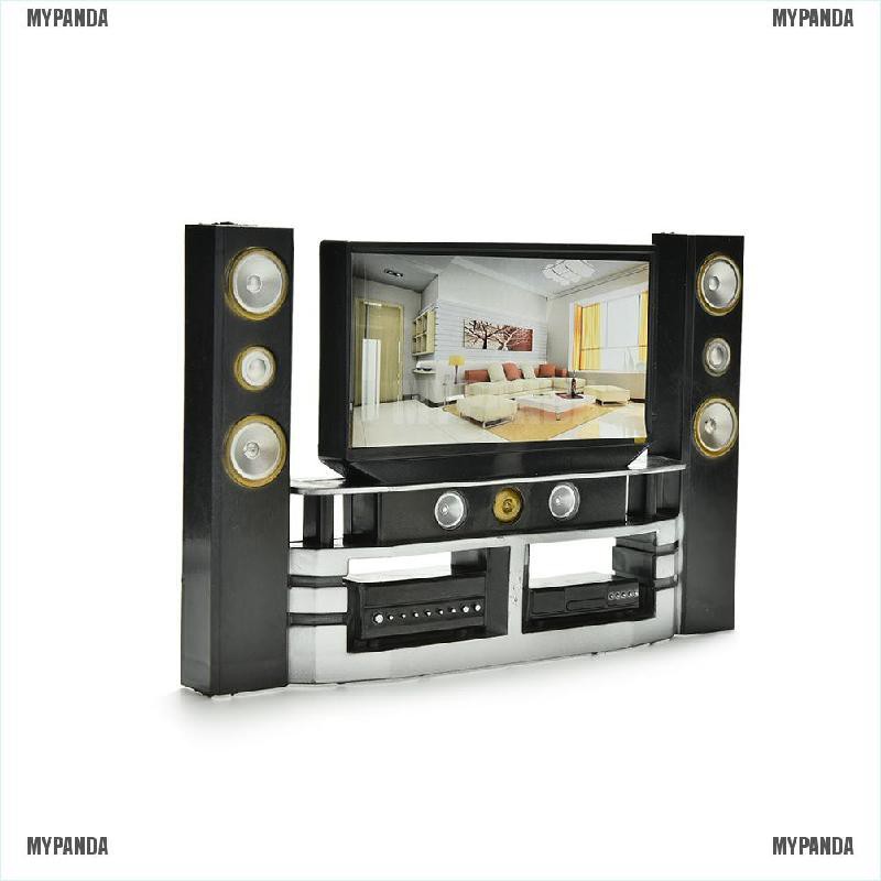 Set tủ tv mini hi-fi tỉ lệ 1:6 trang trí nội thất cho nhà búp bê