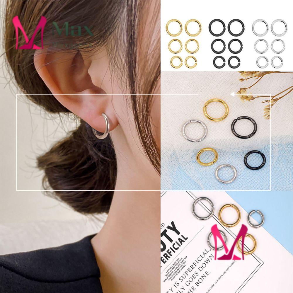 Max Black|Khuyên Tai Dạng Vòng Không Xỏ Bằng Thép Titan Nhiều Màu Sắc Phong Cách Unisex