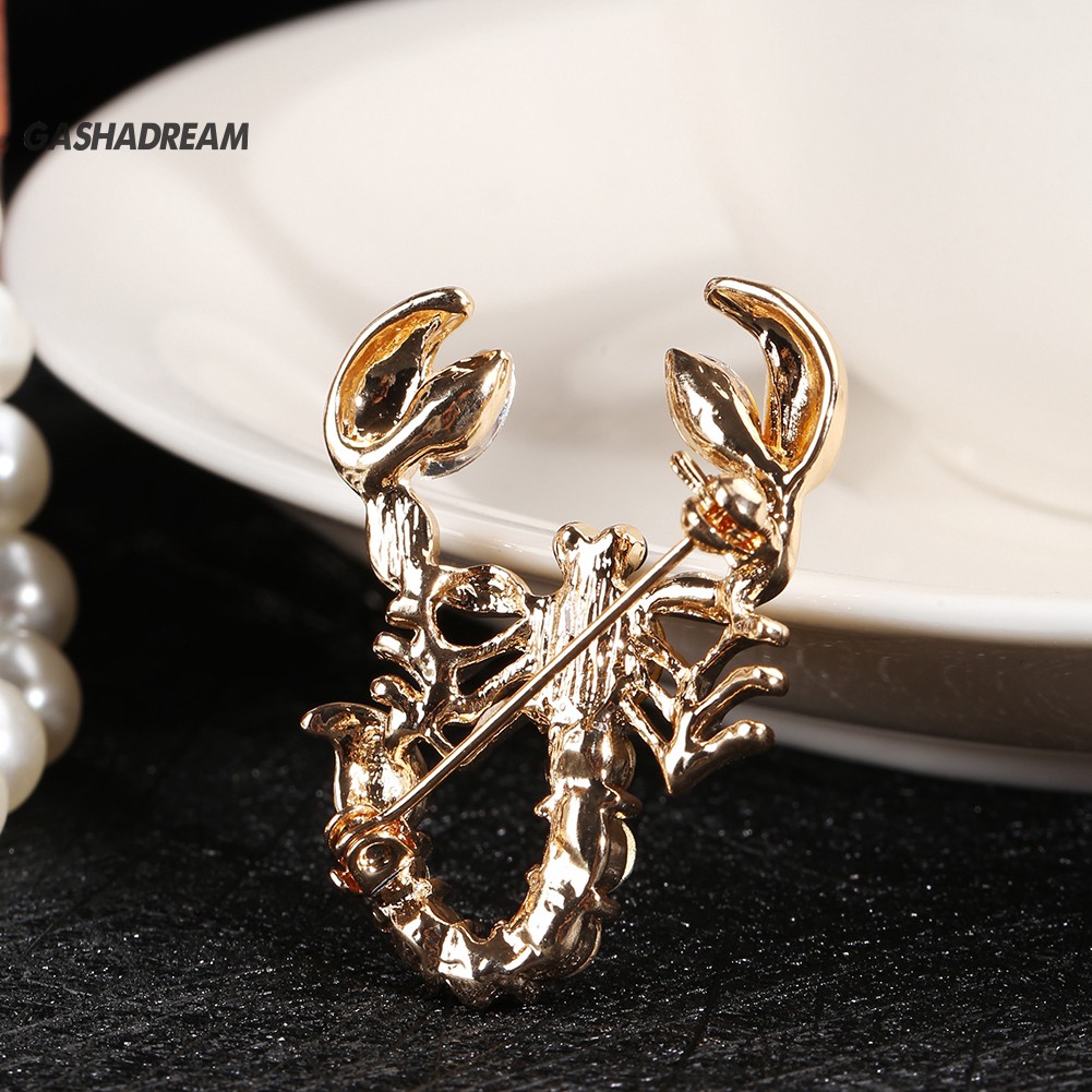 ♉GD Women Fashion Animal Scorpion Crystal Rhinestone Scarf Brooch Pin Party Jewelry