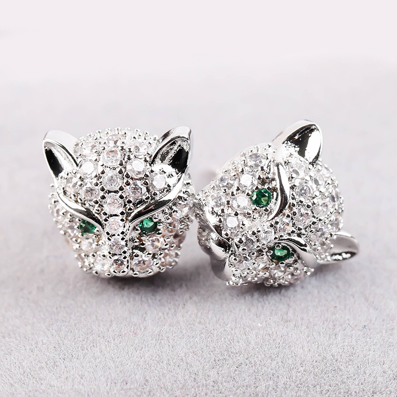 Đôi Khuyên Tai Hình Đầu Báo Đính Đá Thời Trang Cho Nữ