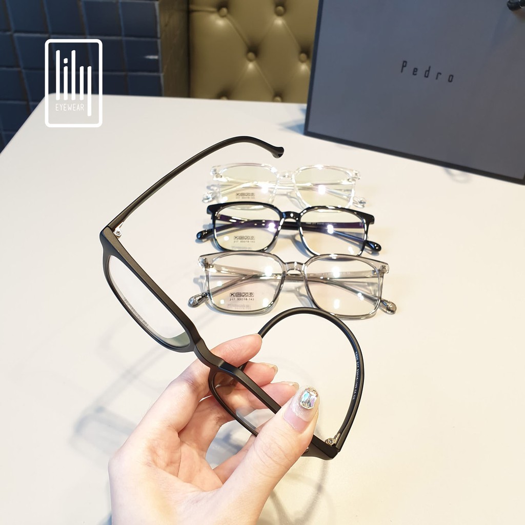 Gọng kính mắt nam nữ Lilyeyewear chất liệu nhựa dẻo mắt vuông to đi đường chống bụi 22317