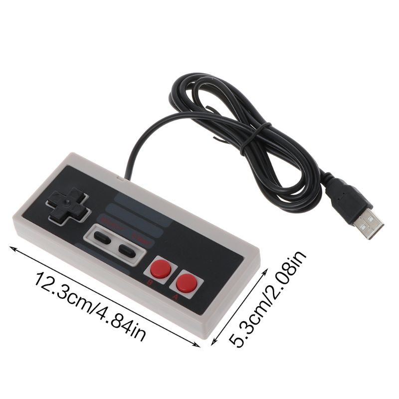 Bộ Điều Khiển Chơi Game Cắm USB Bằng Nhựa Màu Đen + Xám Cho NES PC Windows Mới