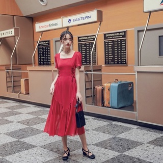 Đầm Đỏ Dây Đan Hepburn - phong cách Retro - Hàng Cao Cấp (có sẵn kèm ảnh thật hình cuối)
