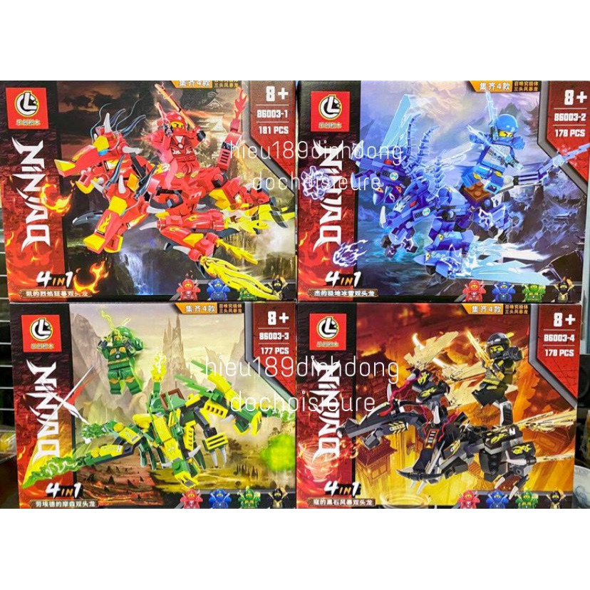 Lắp ráp Xếp hình not Lego Ninjago 86003 : robot rồng của các ninja 4in1