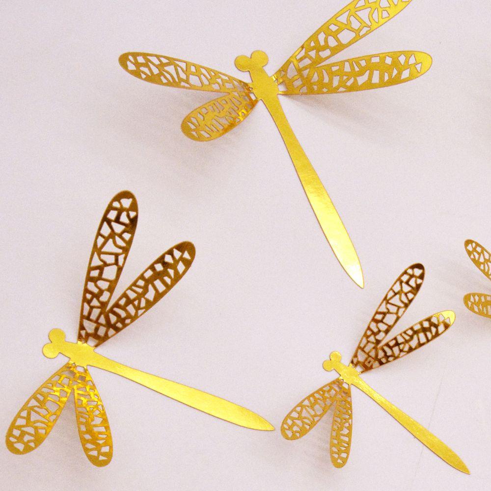 WATTLE 12 Sticker Dán Tường Hình Con Chuồn Chuồn 3D Dùng Trang Trí Khu Vườn