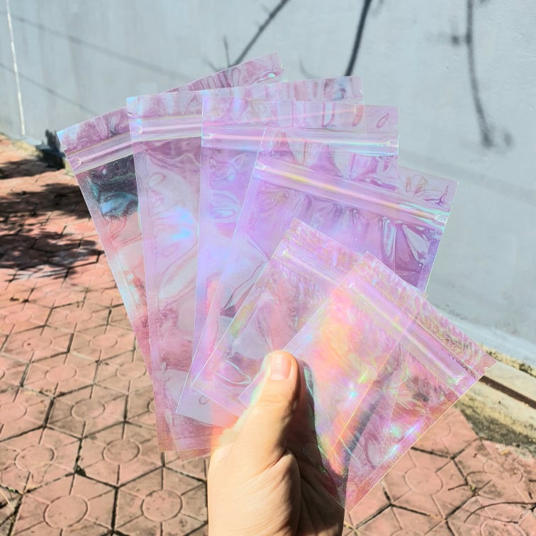 Túi zip hologram ánh tím hồng xanh siêu đặc biệt