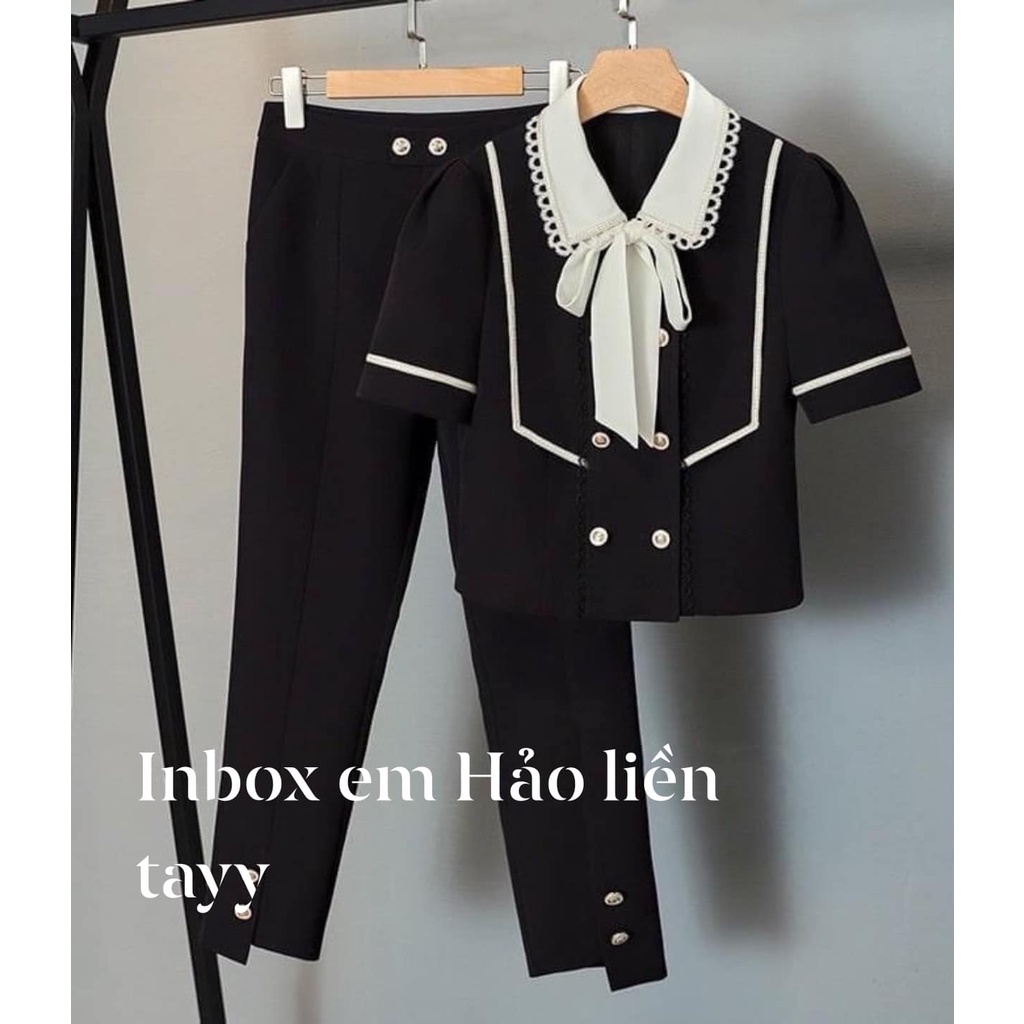 SET ÁO NƠ PHỐI NÚT BIGSIZE KÈM ẢNH THẬT