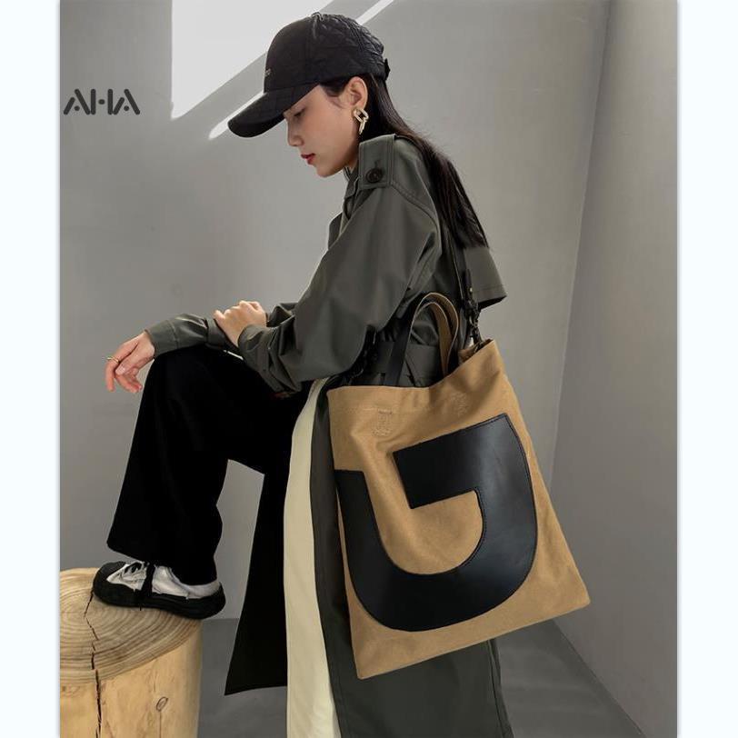 Túi xách AHA official canvas cỡ lớn thời trang du lịch cho nam và nữ