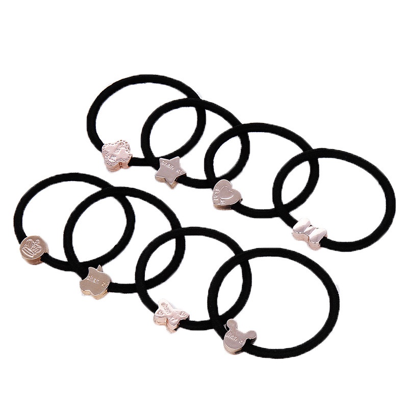 Dây buộc tóc cao su thiết kế co giãn đính đá màu vàng thiết kế xinh xắn DC16 VÀ DC17