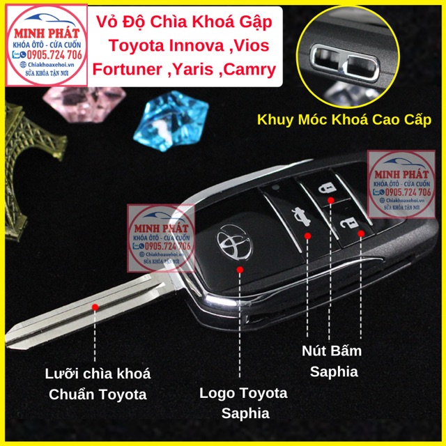 Vỏ Độ Chìa Khoá Gập xe Toyota Innova, Fortuner, Vios, Camry, Hilux, Corolla Altis