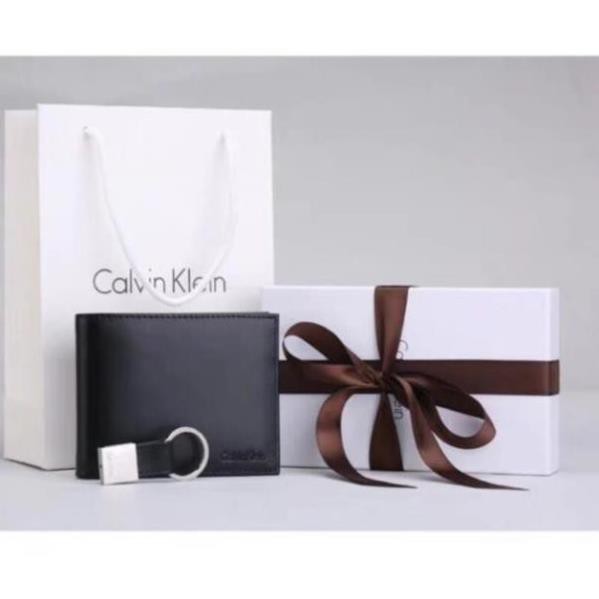 Ví nam ngang màu đen da mịn TẶNG KÈM MÓC CHÌA KHOÁ cùng hiệu cao cấp fullbox hộp túi giấy M1122 T1122