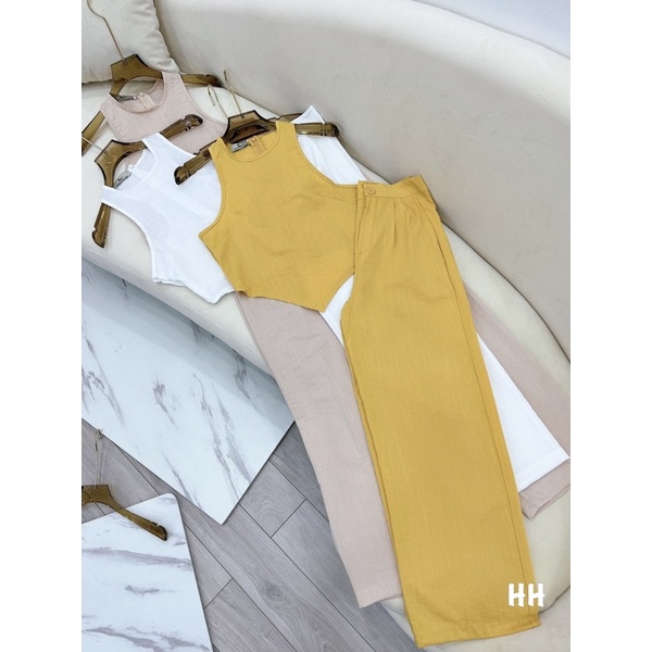 Set áo ba lỗ vạt chéo + quần suông