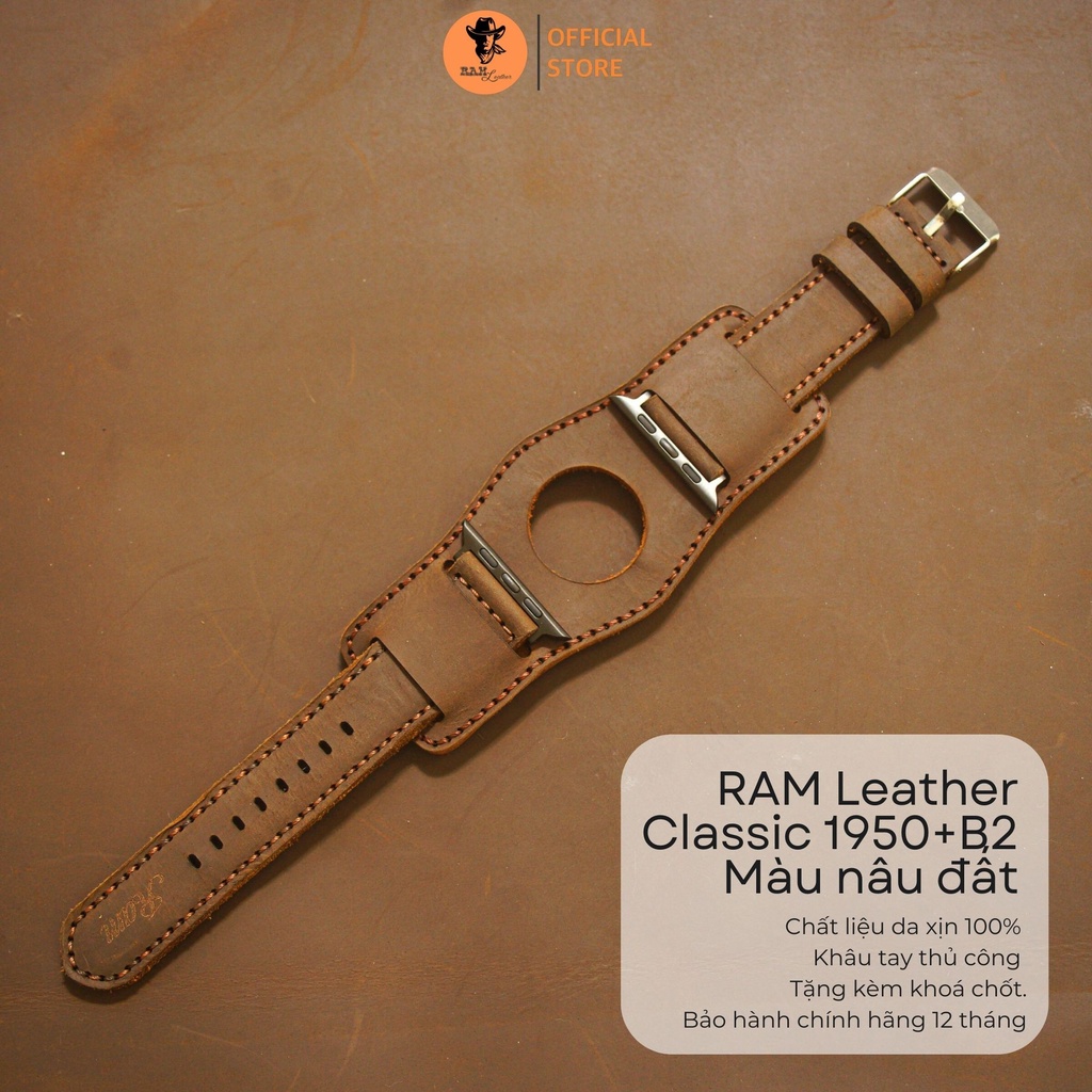 Dây đồng hồ da bò màu nâu đất - RAM Leather Classic 1950 + B2