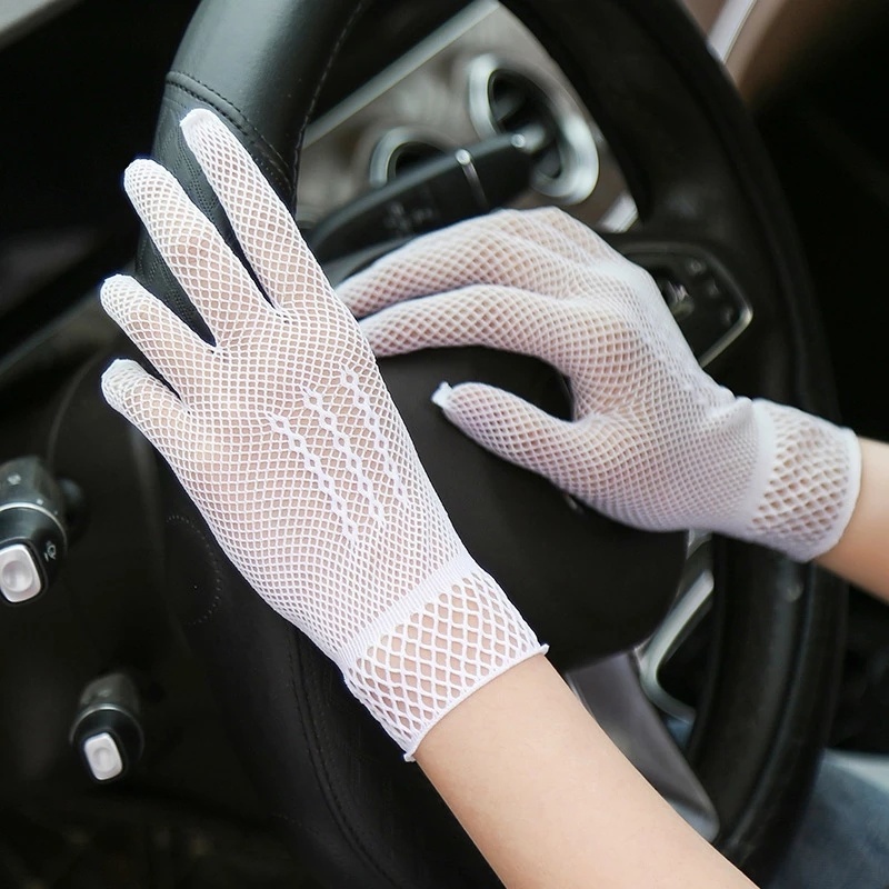 1 Cặp Găng Tay Lưới Ngắn Màu Trắng / Đen Quyến Rũ Cho Nữ